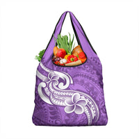 Polynesia Grocery Bag Plumeria With Tribal Pattern Purple Pastel LT14 1-pack One Size Purple - Polynesian Pride
