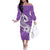 Polynesia Off The Shoulder Long Sleeve Dress Plumeria With Tribal Pattern Purple Pastel Vibes LT14 Women Purple - Polynesian Pride