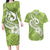 Polynesia Couples Matching Long Sleeve Bodycon Dress and Hawaiian Shirt Plumeria With Tribal Pattern Green Pastel Vibes LT14 Green - Polynesian Pride