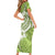 Polynesia Short Sleeve Bodycon Dress Plumeria With Tribal Pattern Green Pastel Vibes LT14 - Polynesian Pride