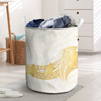 Polynesia White Sunday Laundry Basket Polynesian Tattoo Plumeria Hibiscus Gold LT14 White - Polynesian Pride