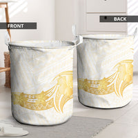 Polynesia White Sunday Laundry Basket Polynesian Tattoo Plumeria Hibiscus Gold LT14 - Polynesian Pride