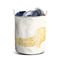 Polynesia White Sunday Laundry Basket Polynesian Tattoo Plumeria Hibiscus Gold LT14 - Polynesian Pride