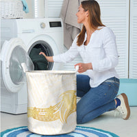 Polynesia White Sunday Laundry Basket Polynesian Tattoo Plumeria Hibiscus Gold LT14 - Polynesian Pride