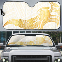 Polynesia White Sunday Auto Sun Shade Polynesian Tattoo Plumeria Hibiscus Gold LT14 White - Polynesian Pride