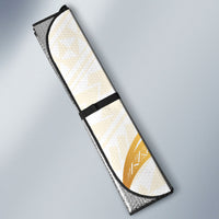 Polynesia White Sunday Auto Sun Shade Polynesian Tattoo Plumeria Hibiscus Gold LT14 - Polynesian Pride
