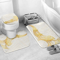 Polynesia White Sunday Bathroom Set Polynesian Tattoo Plumeria Hibiscus Gold LT14 Mat Set Only (3 pcs) One Size White - Polynesian Pride