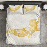 Polynesia White Sunday Bedding Set Polynesian Tattoo Plumeria Hibiscus Gold LT14 White - Polynesian Pride