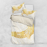 Polynesia White Sunday Bedding Set Polynesian Tattoo Plumeria Hibiscus Gold LT14 US Twin 172cm x 218cm White - Polynesian Pride