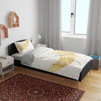 Polynesia White Sunday Bedding Set Polynesian Tattoo Plumeria Hibiscus Gold LT14 - Polynesian Pride