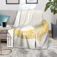 Polynesia White Sunday Blanket Polynesian Tattoo Plumeria Hibiscus Gold LT14 - Polynesian Pride