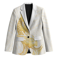 Polynesia White Sunday Blazer Polynesian Tattoo Plumeria Hibiscus Gold LT14 Unisex White - Polynesian Pride