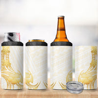 Polynesia White Sunday 4 in 1 Can Cooler Tumbler Polynesian Tattoo Plumeria Hibiscus Gold LT14 - Polynesian Pride
