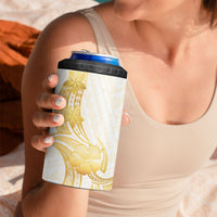Polynesia White Sunday 4 in 1 Can Cooler Tumbler Polynesian Tattoo Plumeria Hibiscus Gold LT14 - Polynesian Pride