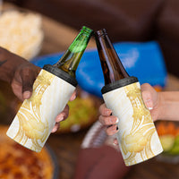 Polynesia White Sunday 4 in 1 Can Cooler Tumbler Polynesian Tattoo Plumeria Hibiscus Gold LT14 - Polynesian Pride