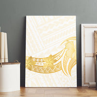 Polynesia White Sunday Canvas Wall Art Polynesian Tattoo Plumeria Hibiscus Gold LT14 - Polynesian Pride
