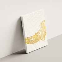 Polynesia White Sunday Canvas Wall Art Polynesian Tattoo Plumeria Hibiscus Gold LT14 - Polynesian Pride