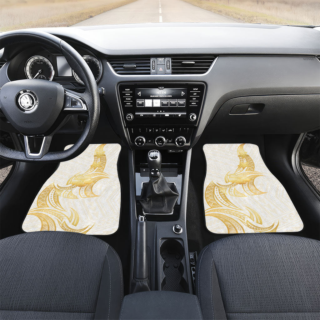 Polynesia White Sunday Car Mats Polynesian Tattoo Plumeria Hibiscus Gold