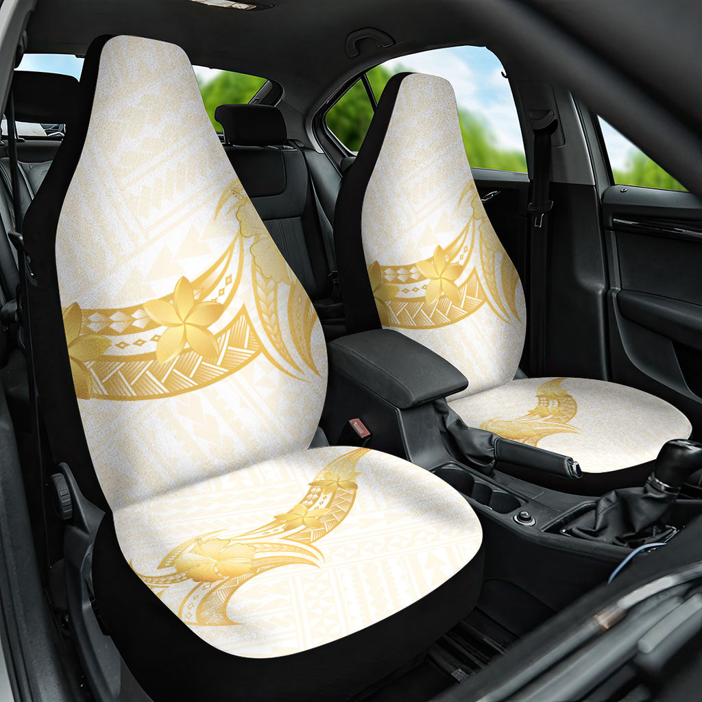 Polynesia White Sunday Car Seat Cover Polynesian Tattoo Plumeria Hibiscus Gold LT14 One Size White - Polynesian Pride
