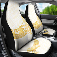 Polynesia White Sunday Car Seat Cover Polynesian Tattoo Plumeria Hibiscus Gold LT14 - Polynesian Pride