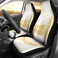 Polynesia White Sunday Car Seat Cover Polynesian Tattoo Plumeria Hibiscus Gold LT14 - Polynesian Pride