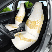 Polynesia White Sunday Car Seat Cover Polynesian Tattoo Plumeria Hibiscus Gold LT14 - Polynesian Pride
