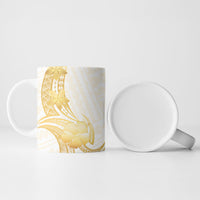 Polynesia White Sunday Ceramic Mug Polynesian Tattoo Plumeria Hibiscus Gold LT14 - Polynesian Pride