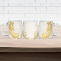 Polynesia White Sunday Ceramic Mug Polynesian Tattoo Plumeria Hibiscus Gold LT14 - Polynesian Pride
