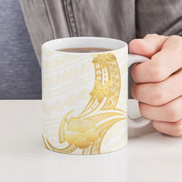 Polynesia White Sunday Ceramic Mug Polynesian Tattoo Plumeria Hibiscus Gold LT14 - Polynesian Pride