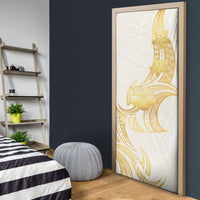 Polynesia White Sunday Door Cover Polynesian Tattoo Plumeria Hibiscus Gold LT14 - Polynesian Pride