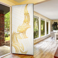 Polynesia White Sunday Door Cover Polynesian Tattoo Plumeria Hibiscus Gold LT14 - Polynesian Pride