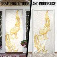 Polynesia White Sunday Door Cover Polynesian Tattoo Plumeria Hibiscus Gold LT14 - Polynesian Pride