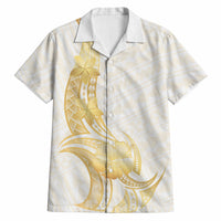 Polynesia White Sunday Hawaiian Shirt Polynesian Tattoo Plumeria Hibiscus Gold LT14 White - Polynesian Pride