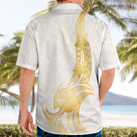 Polynesia White Sunday Hawaiian Shirt Polynesian Tattoo Plumeria Hibiscus Gold LT14 - Polynesian Pride