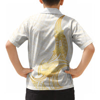 Polynesia White Sunday Hawaiian Shirt Polynesian Tattoo Plumeria Hibiscus Gold LT14 - Polynesian Pride