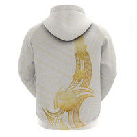 Polynesia White Sunday Hoodie Polynesian Tattoo Plumeria Hibiscus Gold LT14 - Polynesian Pride
