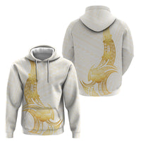 Polynesia White Sunday Hoodie Polynesian Tattoo Plumeria Hibiscus Gold LT14 - Polynesian Pride