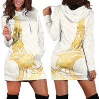 Polynesia White Sunday Hoodie Dress Polynesian Tattoo Plumeria Hibiscus Gold LT14 - Polynesian Pride