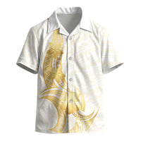 Polynesia White Sunday Kid Hawaiian Shirt Polynesian Tattoo Plumeria Hibiscus Gold LT14 - Polynesian Pride