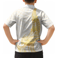 Polynesia White Sunday Kid Hawaiian Shirt Polynesian Tattoo Plumeria Hibiscus Gold LT14 - Polynesian Pride