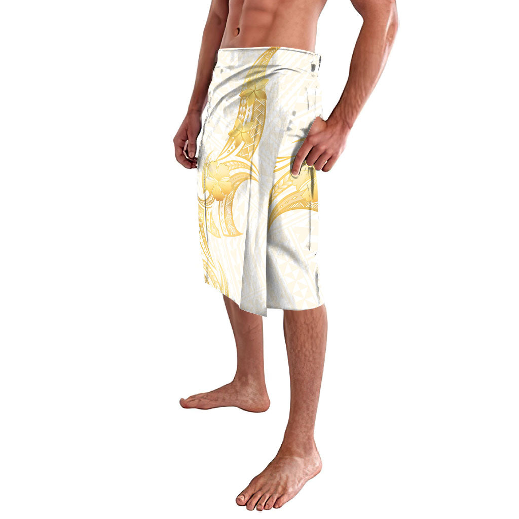 Polynesia White Sunday Lavalava Polynesian Tattoo Plumeria Hibiscus Gold LT14 - Polynesian Pride