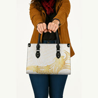 Polynesia White Sunday Leather Bag Polynesian Tattoo Plumeria Hibiscus Gold LT14 - Polynesian Pride