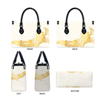 Polynesia White Sunday Leather Bag Polynesian Tattoo Plumeria Hibiscus Gold LT14 - Polynesian Pride