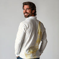 Polynesia White Sunday Long Sleeve Polo Shirt Polynesian Tattoo Plumeria Hibiscus Gold LT14 - Polynesian Pride