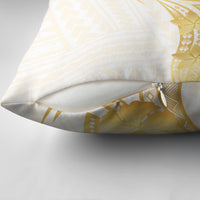 Polynesia White Sunday Pillow Cover Polynesian Tattoo Plumeria Hibiscus Gold LT14 - Polynesian Pride
