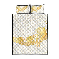 Polynesia White Sunday Quilt Bed Set Polynesian Tattoo Plumeria Hibiscus Gold LT14 - Polynesian Pride