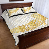 Polynesia White Sunday Quilt Bed Set Polynesian Tattoo Plumeria Hibiscus Gold LT14 - Polynesian Pride