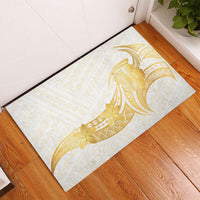 Polynesia White Sunday Rubber Doormat Polynesian Tattoo Plumeria Hibiscus Gold LT14 - Polynesian Pride