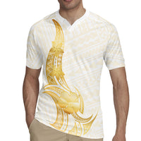 Polynesia White Sunday Rugby Jersey Polynesian Tattoo Plumeria Hibiscus Gold LT14 - Polynesian Pride