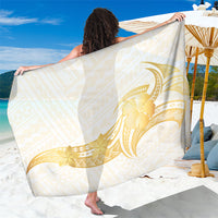 Polynesia White Sunday Sarong Polynesian Tattoo Plumeria Hibiscus Gold LT14 One Size 44 x 66 inches White - Polynesian Pride
